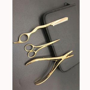 Kit d'outils pour extensions de cheveux en acier inoxydable de qualité médicale plaqué or, vente en gros - Product Image 4