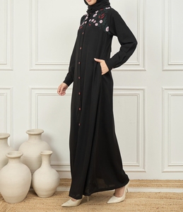 Nuevo Estilo 2026, Abaya Turca Holgada y Modesta, Ropa Islámica, Vestido Largo Abierto por Delante para Mujeres Musulmanas, Poliéster, Hecho a Mano - Product Image 5