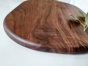 Solid Wood Black Walnut Steak Dinner <b>Plate</b> Round Chopping Board Household Solid Wood Chopping Board <b>Hot</b> Selling Charcuterie - Product Image 6
