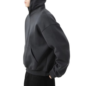 Sweat à capuche vintage uni pour homme en molleton polyester/coton 400g de haute qualité, coupe ample et classique, vente en gros - Product Image 3