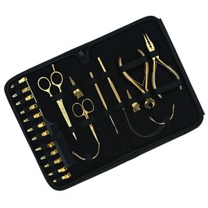 Baber Hair Extension Tools Kit Stainless Steel Microbeads Crimping Plier Pulling Hook Loop Tool Barber Scissor Bond <b>Cutter</b> Set - Product Image 6