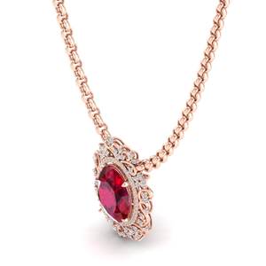 REYES New Arrival 925 Sterling <b>Silver</b> Oval Cut 11.67 Carat Ruby Gemstone <b>Necklaces</b> GRA Certified Moissanites Fine Jewelry - Product Image 3