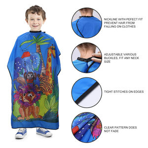 Capa de Peluquería Profesional con Estampado de Animales de la Selva para Niños, Resistente al Agua, de Poliéster, Cintura Ajustable, Personalizable - Product Image 1