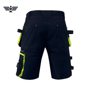 Custom Men's Hi Visibility Polyester Heavy Duty Multi-Pocket Utility Construction Work Shorts <b>Stretch</b> <b>Cargo</b> OEM Logo - Product Image 2