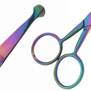 Ciseaux à cuticules en acier inoxydable arc-en-ciel avec poignée ronde, pointe aiguisée, pour droitiers, outils de beauté pour le nail art, pour adultes - Product Image 1