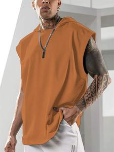 2025 Summer Men's Fashion <b>Hoodie</b> High Quality Fleece Eco-Friendly Polyester/Cotton <b>Sleeveless</b> Vest for Leisure Fitness Street - Product Image 2
