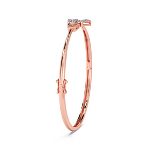 Interlocking Floral Ring Motif Diamond <b>Bangle</b> <b>Bracelet</b> - Product Image 4