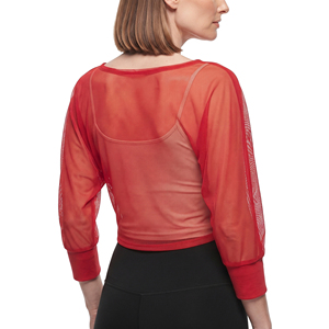 Top Corto de Malla Transparente de Manga Larga para Mujer, Camiseta Corta Transparente de Malla de Secado Rápido Ajustada para Verano - Product Image 2