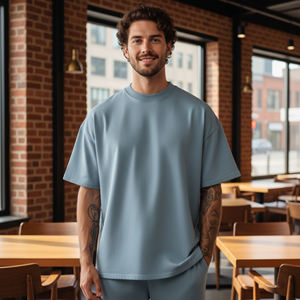 เสื้อยืดผู้ชายสไตล์วินเทจแฟชั่นใหม่ ทรงโอเวอร์ไซส์ ผ้าทอ 100% คอโอ แขนสั้น ทรงหลวม ไหล่ตก ไซส์พลัส แห้งเร็ว - Product Image 2