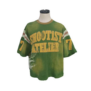 T-shirts personnalisés à épaules tombantes, style streetwear, coupe ample, vintage, en coton épais, imprimé délavé à l'acide, grandes tailles pour hommes - Product Image 3