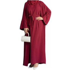 Vestido Abaya Islámico Tradicional y Modesto para Mujer, Vestido Largo Holgado de Color Granate, Abayas Transpirables y Ligeras, Abaya Árabe - Product Image 6