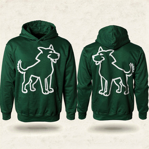 Sweat-shirt à capuche vert pour homme, imprimé géométrique bleu, poche avant, coupe classique, décontracté, en coton French Terry pour l'automne - Product Image 2
