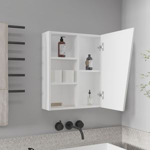 Armadietto da bagno a parete bianco Quintana con una porta e quattro scomparti aperti, mensole per il bagno - Product Image 2