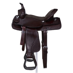 Selle de randonnée western en cuir véritable de qualité supérieure pour l'entraînement au ranch et la pratique de l'équitation longue distance, personnalisable - Product Image 1