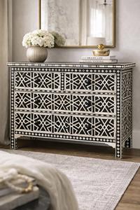 Cajón con Incrustaciones de Hueso de ILAHI, Diseño Moderno con Detalles de Ágata, Mueble Portátil para el Hogar - Product Image 2