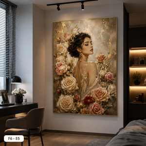 Portrait d'Élégante Femme, Peinture sur Soie, Rose, Art Mural, Décoration Contemporaine pour la Maison, Design Personnalisé, Marque HALO du Vietnam - Product Image 4