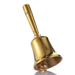 Campana de Mano de Latón Dorado, Metal Pulido, Forma Redonda, Decoración para el Hogar, Tema Musical, Campana de Puerta, Campana de Servicio - Product Image 1