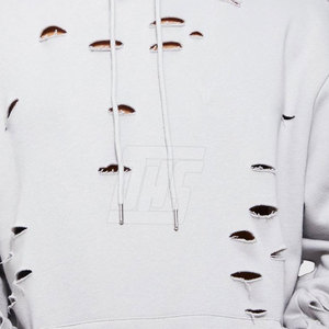Sweats à capuche déchirés pour hommes, en mélange de coton doux, coupe décontractée, idéal pour le style urbain, la mode décontractée et les activités de plein air. - Product Image 4