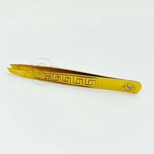 Pinzas de Punta Inclinada de Nuevo Diseño 2026, Pinzas para Cejas de Acero Inoxidable con Logotipo Personalizado Chapado en Oro, OEM - Product Image 5