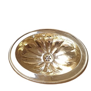 Lavabo Decorativo de Latón Dorado, Forma Ovalada, Lavabo de Sobremesa Premium para Baño con Borde Festoneado, Decoración Artística Premium - Product Image 4