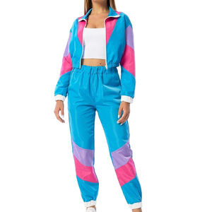 Ensemble de survêtement unisexe bicolore à manches longues avec fermeture éclair, en satin, coupe sportive régulière, respirant, en polyester, pour l'hiver - Product Image 2