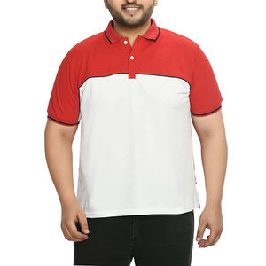 Polo de hombre con bloques de color, rojo y blanco, manga corta, transpirable, de algodón, con logo personalizado, ropa casual, suministro al por mayor, ajuste de verano - Product Image 1