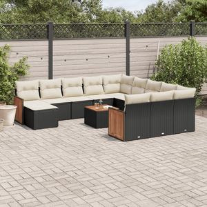Grand ensemble de canapés de jardin modulaires en rotin PE noir, meubles d'extérieur modulaires élégants - Product Image 1