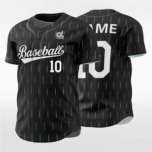 Camiseta de Béisbol Personalizada 2025 con Rayas Abstractas Negras, Detalles Multicolor, Botones, Uniforme de Equipo, Nombre y Número Personalizados, Estilo Profesional - Product Image 6