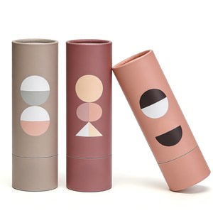 Tubo di Carta Cilindrico Minimalista Geometrico, Design a Blocchi di Colore Pastello, Tubo di Carta Cilindrico Personalizzabile per Imballaggio - Product Image 1