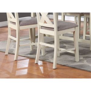 Set di 2 Sedie da Pranzo Moderne Contemporanee Altezza Bancone, Design con Schienale a X in Legno Chiaro e Cuscino - Product Image 2