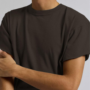 เสื้อยืดคอกลมทรงหลวม ปักโลโก้ แบรนด์ Manufacturer  คอหนา  ไหล่ตก  ทรงบ็อกซี่  แบบครอป  ออกแบบได้ตามสั่ง สำหรับผู้ชาย - Product Image 3