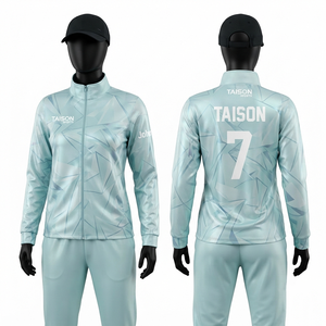 Premium 300g Polyester/Nylon Unisex Badminton Training Suit Ice Blue Sublimation Custom Logo Full-<b>Zip</b> <b>Hooded</b> Waterproof - Product Image 1
