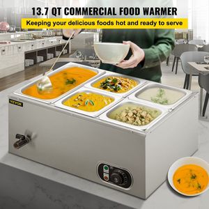 Scaldabagno elettrico commerciale 110V tavolo a vapore da 1500W 13.7 da un quarto di capacità 15cm/6 pollici a bagna profonda 5-Pan per la ristorazione - Product Image 2