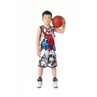 Ensemble de maillot de basket-ball pour adulte imprimé Spider-Man, manches courtes, col en V, polyester respirant, vêtements de sport, toutes saisons