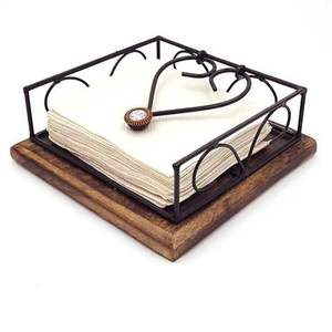 Nouveau Distributeur de Serviettes en Métal Multifonctionnel Écologique Gravé au Laser à 2 Compartiments pour Maison, Hôtel, Mariage, Utilisation sur Table - Product Image 2
