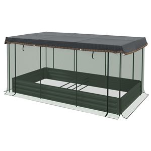 Large Size Galvanized Metal <b>Planter</b> Protective Cage and Shade Gray Raised Garden Bed for Flowers and <b>Vegetables</b> - Product Image 1