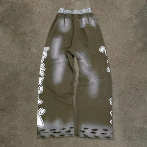 Glory Pantalon de jogging double taille imprimé personnalisé, effet délavé soleil, style streetwear, délavé à l'acide, effet usé, coupe ample pour homme - Product Image 2