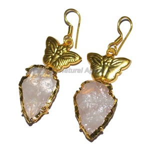 Achetez les meilleures boucles d'oreilles fantaisie tendance en jaspe électroplaqué avec pointes de flèche et poisson doré intégré - Product Image 5