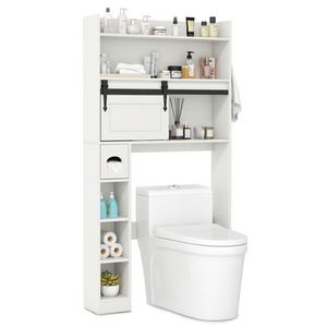 Mobiletto Moderno Bianco per Bagno, Ecologico in MDF con PVC e Metallo, Salvaspazio per Bagno o Soggiorno, Ideale per Hotel - Product Image 2