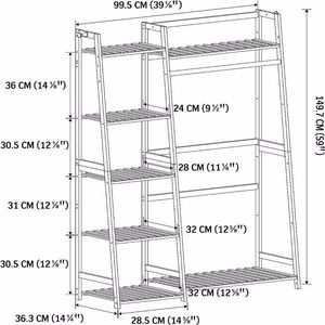 Bamboo Freestanding Closet Organizer Garment Rack <b>Shelves</b> for Hanging Clothes for Living Room & <b>Bedroom</b> Use - Product Image 2