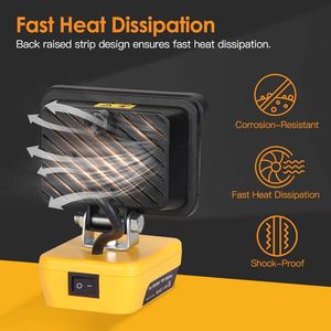 Lampada da Lavoro LED Senza Fili 12W 2800LM con Doppia Porta USB per Ricarica, Compatibile con Batterie Dewalt 18V 20V 60V, Luce da Lavoro per Officina e Campeggio - Product Image 6