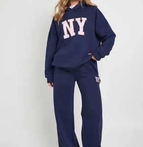 Conjunto Deportivo de Cuello Redondo para Mujer, Sudadera y Pantalones Casuales, Proveedor de Ropa al por Mayor de Marca Privada, Chándal con Ribetes - Product Image 1
