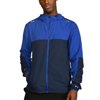 Veste coupe-vent pour homme, bleu noir, légère, à capuche, imperméable, coupe-vent, veste de sport, course à pied, randonnée, décontractée