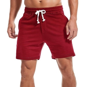 Shorts de sport décontractés pour hommes en laine, taille haute, avec cordon de serrage, logo frontal uni et poches, pour la course, l'entraînement et la gym - Product Image 1