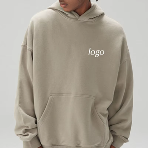 Sweat à capuche épais 450 g/m² sans cordon de serrage, sans lacets, coupe quart de coton, ourlet brut, pour homme - Product Image 1