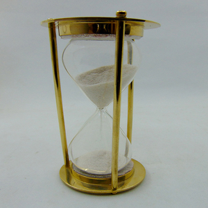 Modern 1-Hour Brass Gold-Plated Fluorescent Nautical Pink <b>Sand</b> Hourglass Clock <b>Timer</b> Engraving Creative Antique Design Souvenir - Product Image 1