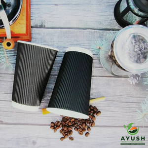 Vasos de papel ondulado compostables de 10 oz para café con impresión de logotipo personalizado para tiendas de café verde. - Product Image 4