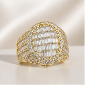 Men's SHRAMAN DIAMOND Luxury Iced 925 Sterling Silver Gold Plated Prong Setting Baguette Moissanite Hip Hop Rapper <b>Custom</b> <b>Rings</b> - Product Image 1