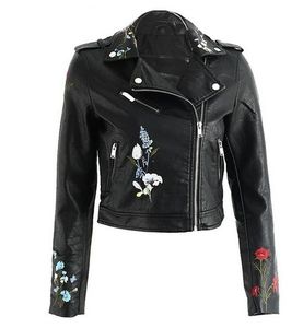 Pink PU Leather Slim Fit Short Moto Jacket Full Sleeve <b>Zipper</b> Closure Turn-down Collar Women's Spring Style - Product Image 3
