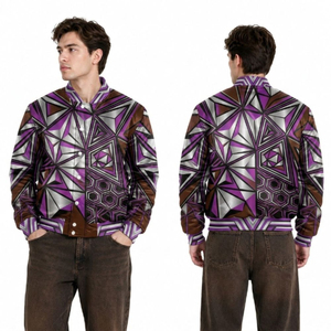 Chaqueta de Seda Satinada para Hombre con Estampado de Paisaje Isleño al Atardecer Tropical, Chaqueta Bomber de Piloto de Moda de Verano - Product Image 5